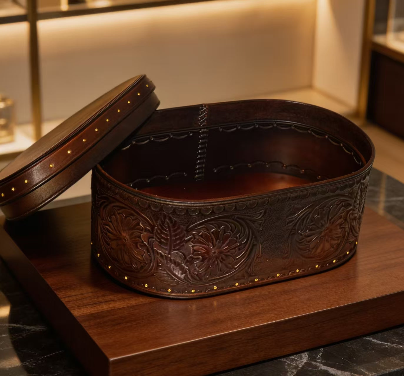 Full-Grain Leather Storage Boxes & Trays