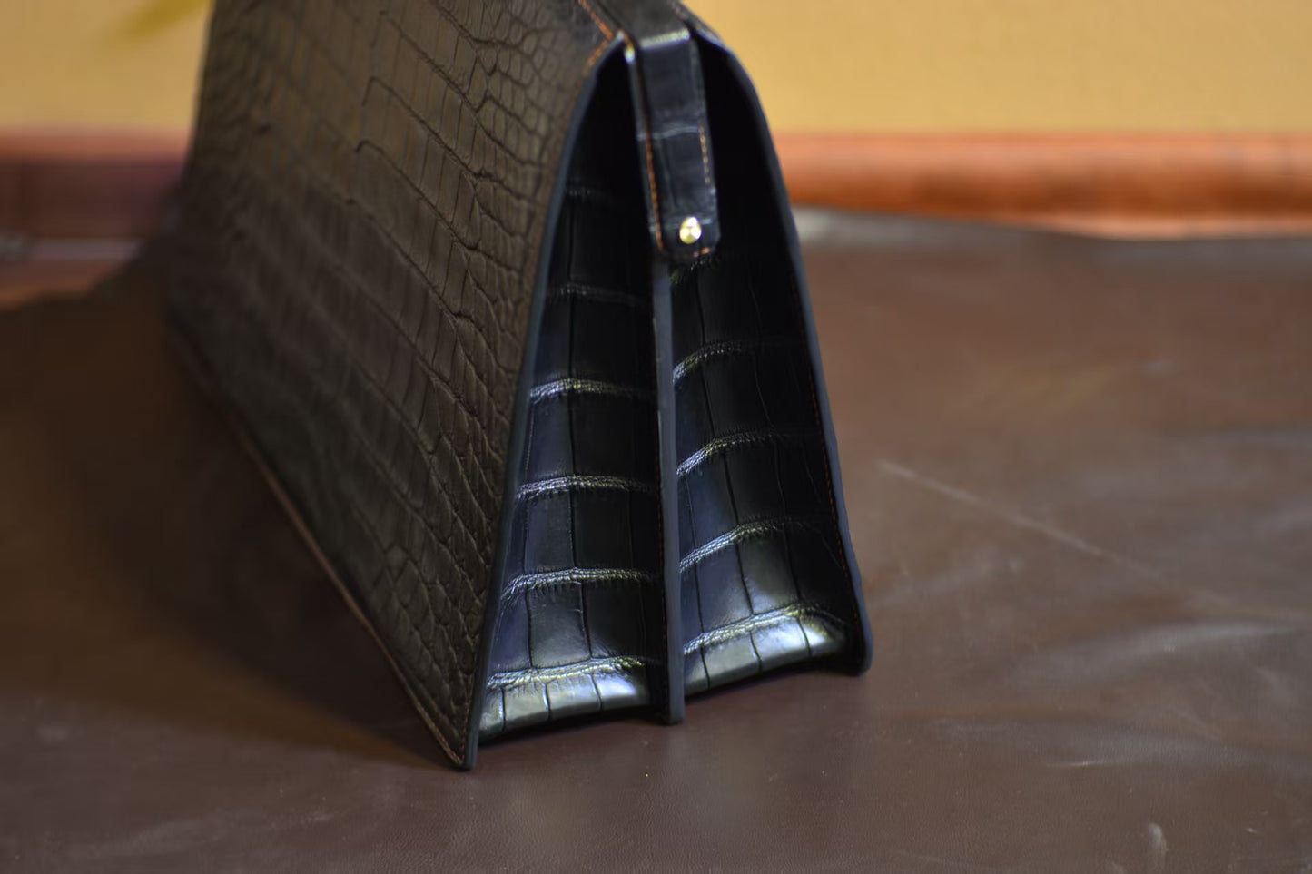 Handmade crocodile Dior briefcase; Business handbag