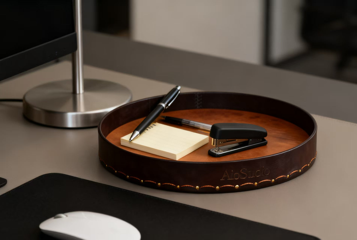 Handmade custom leather tray