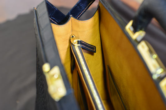 Handmade crocodile Dior briefcase; Business handbag