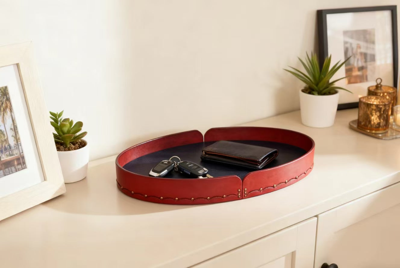 Handmade custom leather tray