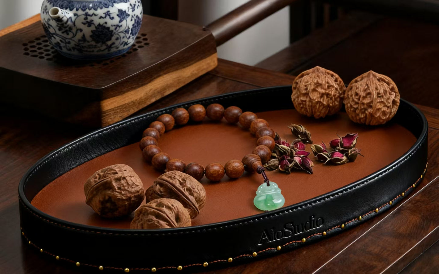 Handmade custom leather tray